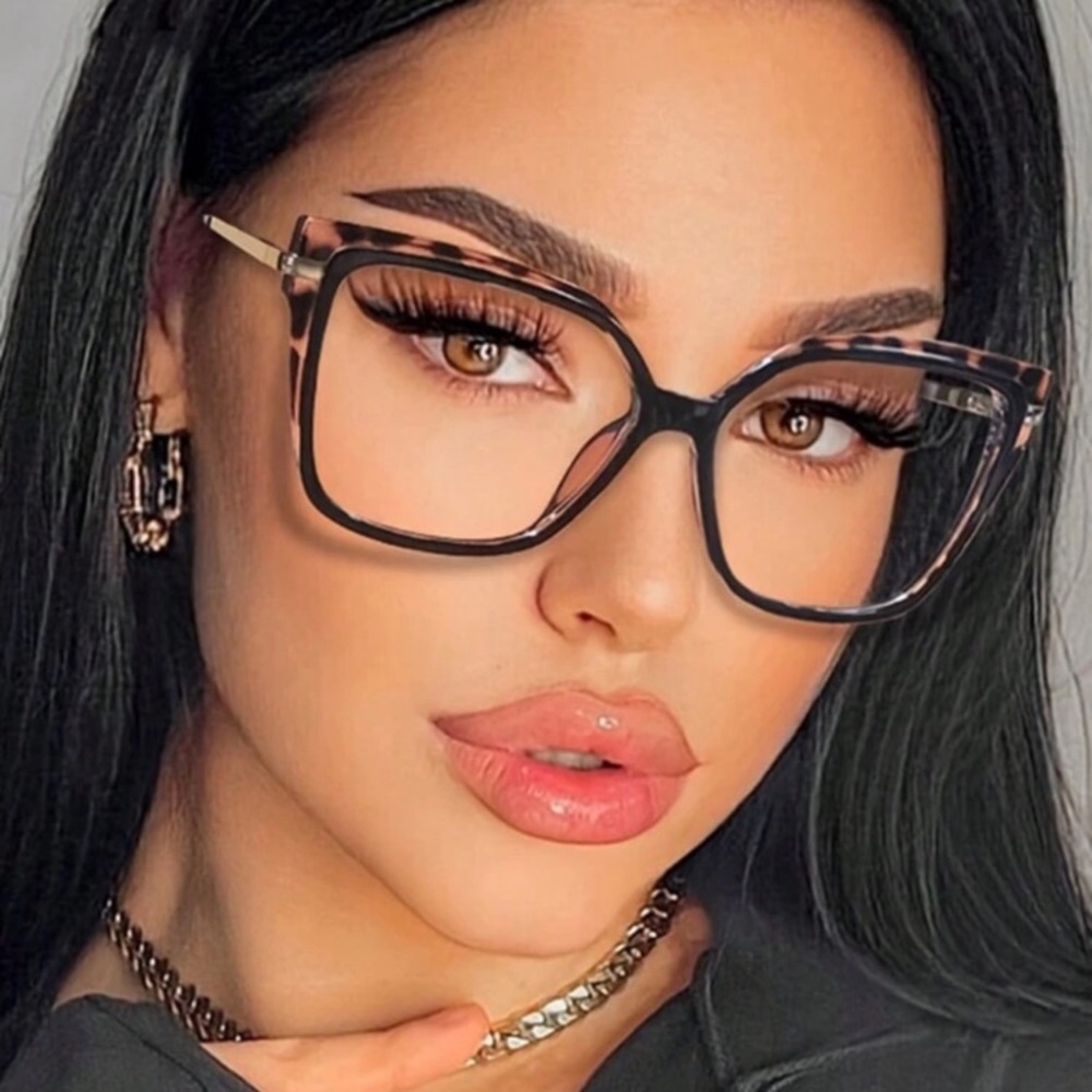 Vintage Women Cat Eye Glasses High-End Mixed-Color Frame Blue Light Blocking